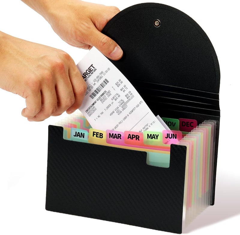 H4D Coupon Receipt Holder, 13 Pocket Accordion File Organizer, 7x4.5 Inches, Black - Image 1
